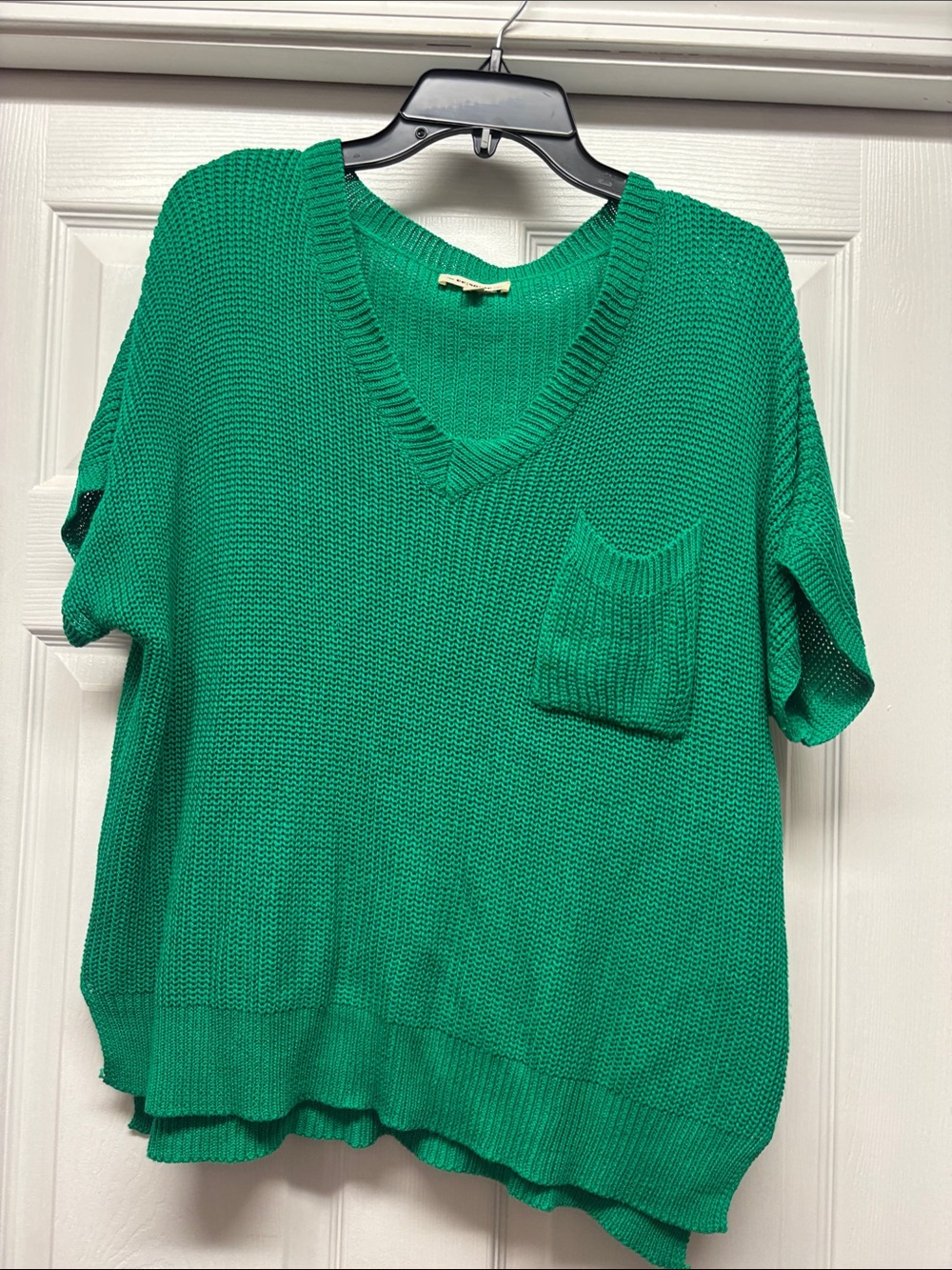 ee:some Green V-Neck Oversized Knit with Pocket
